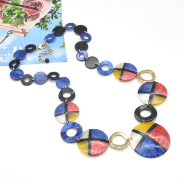 Yiwu mina colorful fine jewelry women acrylic fashion shell necklace